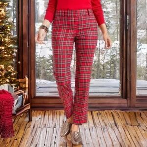 Talbots Hampshire Sz 8P Christmas Holiday Windowpane Wool Split Hem Ankle Pants
